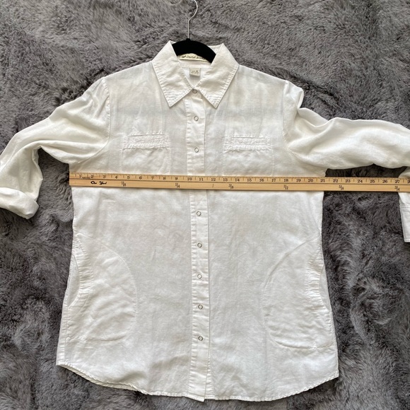 David Brooks White Linen/Cotton Versatile Sleeve Length Shirt/Jacket. Size M - Picture 4 of 10